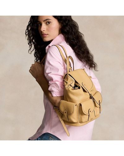Ralph Lauren Leather Bellport Backpack - Natural