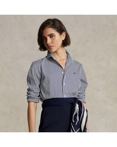 Polo Ralph Lauren Classic Fit Gestreept Katoenen Overhemd - Grijs