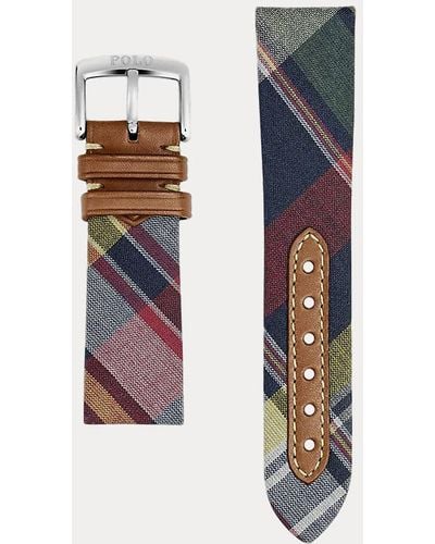 Polo Ralph Lauren Bracelet de montre en soie écossaise - Multicolore