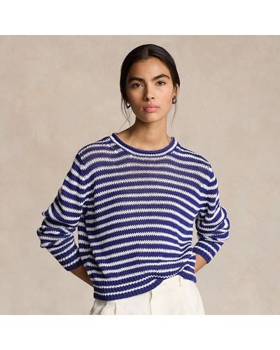 Polo Ralph Lauren Striped Linen-cotton Jumper - Blue