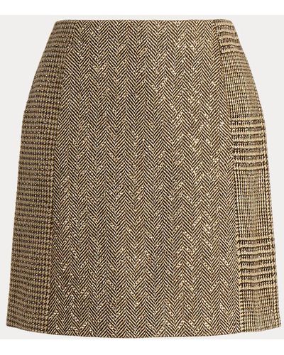 Ralph Lauren Collection Carreen Patchwork Tweed Skirt - Natural