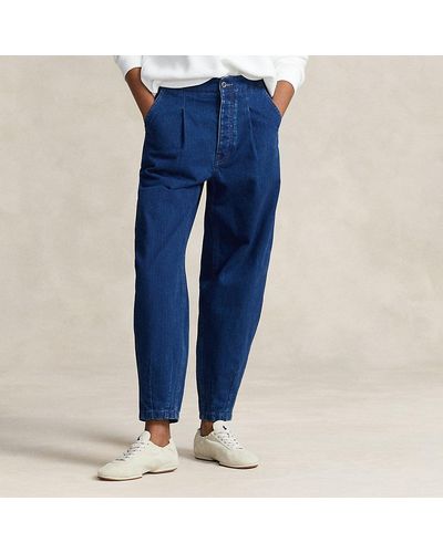 Polo Ralph Lauren Taps Toelopende Jeans Met Visgraatmotief - Blauw