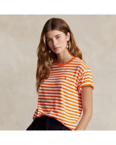 Polo Ralph Lauren Gestreiftes T-Shirt aus Baumwolle - Orange