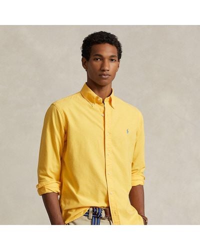 Polo Ralph Lauren Camisa Oxford Slim Fit teñida en prenda - Amarillo