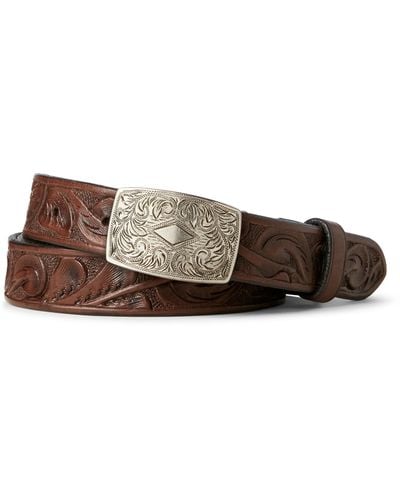 RRL Hand-tooled Leather Belt - Size 30 - Multicolor