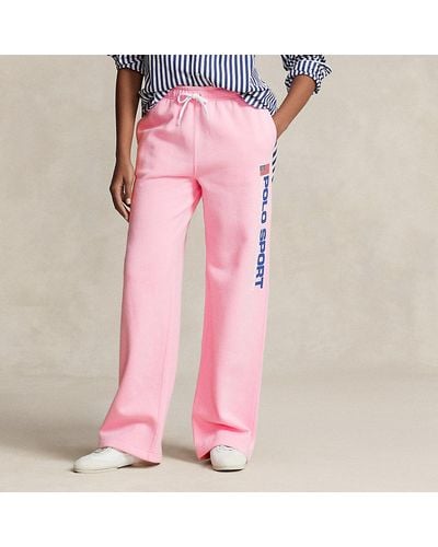 Polo Ralph Lauren Fleece-Sporthose mit weitem Bein - Pink