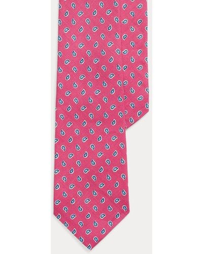 Polo Ralph Lauren Cravatta in lino con stampa a pigne - Rosa