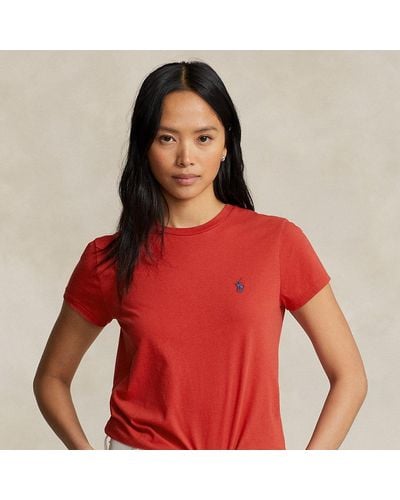 Polo Ralph Lauren Katoenen Jersey T-shirt Met Ronde Hals - Rood