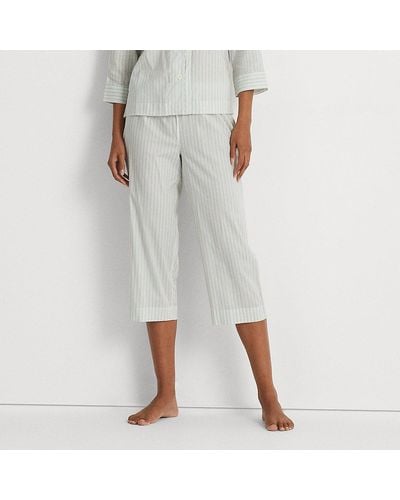 Lauren by Ralph Lauren Striped Cotton-blend Capri Sleep Set - Grey