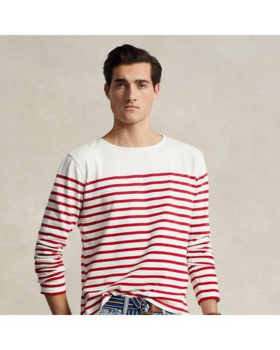 Polo Ralph Lauren Classic Fit Striped Boatneck Shirt - Red