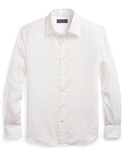 Ralph Lauren Purple Label Hemd mit Fischgratmuster - Weiß