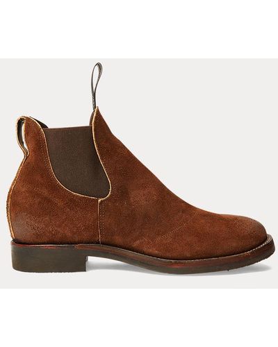 RRL Suede Chelsea Boot - Brown