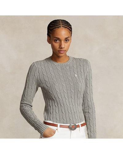 Ralph Lauren Cable-knit Cotton Crewneck Sweater - Gray