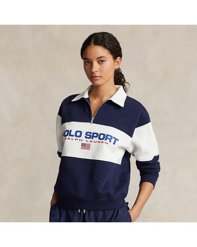 Polo Ralph Lauren Logo Half-zip Fleece Pullover - Blue