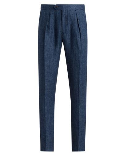 Polo Ralph Lauren Linen Herringbone Suit Trouser - Blue