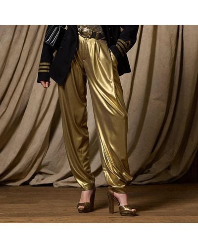 Ralph Lauren Collection Cassidy Foiled Georgette Trouser - Metallic