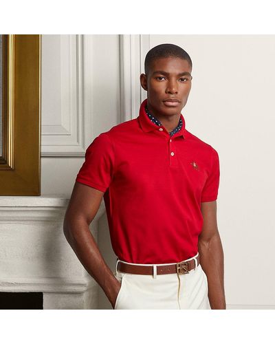 Ralph Lauren Purple Label Custom Slim Fit Piqué Polo Shirt - Red