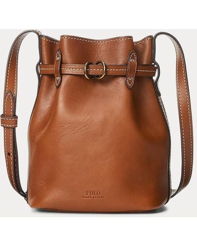 Ralph Lauren Leather Mini Bellport Bucket Bag - Brown