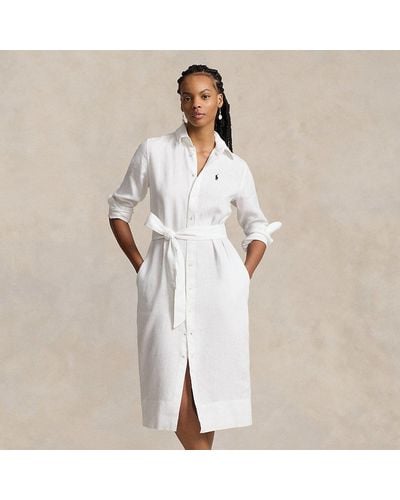 Polo Ralph Lauren Belted Linen Shirtdress - Natural