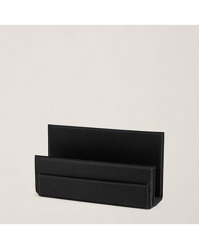 Ralph Lauren Brennan Leather Letter Rack - Black