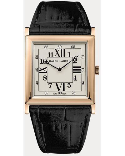 Ralph Lauren 32 mm RL867 Roségold weißes Zifferblatt - Schwarz