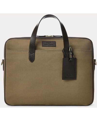Polo Ralph Lauren Leather-trim Canvas Briefcase - Brown