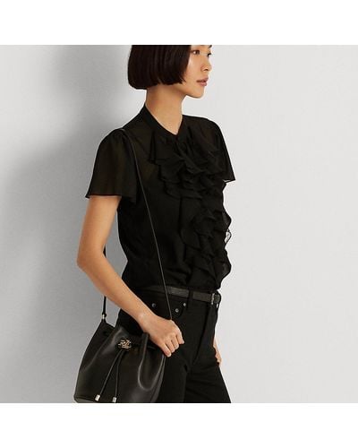 Lauren by Ralph Lauren Leather Medium Andie Drawstring Bag - Black