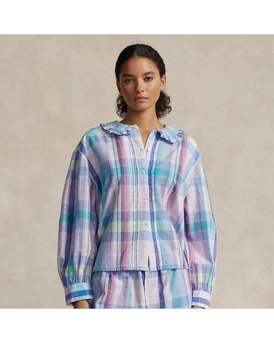 Ralph Lauren Plaid Cotton Long-sleeve Pyjama Set - Blue
