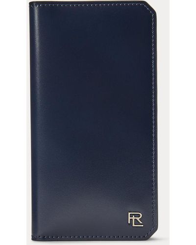 Ralph Lauren Collection Rl Box Calfskin Vertical Wallet - Blue