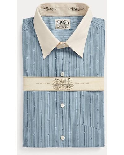 RRL Slim Fit Geo-striped Woven Shirt - Blue