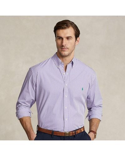 Ralph Lauren Big & Tall - Striped Stretch Poplin Shirt - Purple