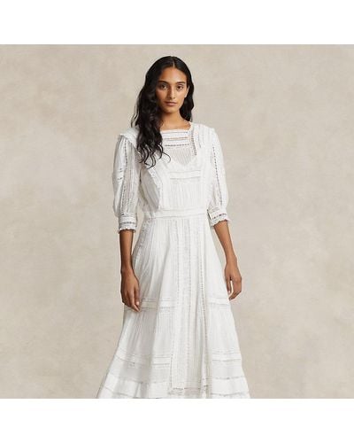 Ralph Lauren Lace-trim Cotton Voile Dress - White