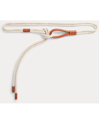 Polo Ralph Lauren Leather-trim Cotton Rope Belt - White
