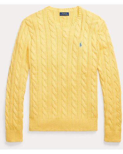Polo Ralph Lauren Baumwollpullover mit Zopfmuster - Gelb