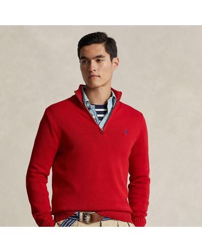Polo Ralph Lauren Baumwollpullover mit Reißverschluss - Rot