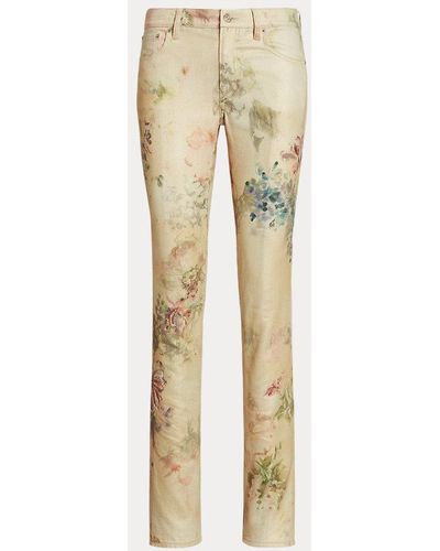 Ralph Lauren Collection Jeans 160 Slim Fit con flores - Metálico