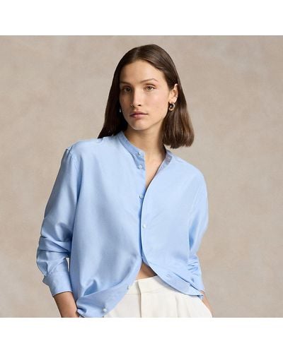 Ralph Lauren Oversize Fit Silk Shirt - Blue