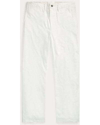 RRL Pantalón de sarga en espiga - Blanco
