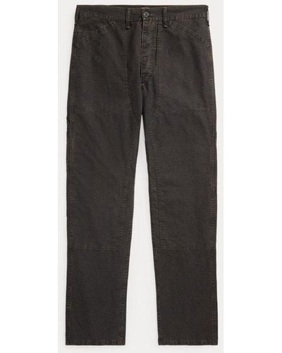RRL Pantaloni in cotone e lino Straight-Fit - Grigio