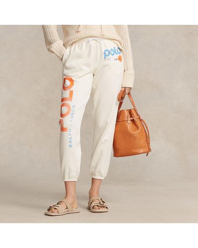 Polo Ralph Lauren Logo & Wave Graphic Tracksuit Bottoms - White