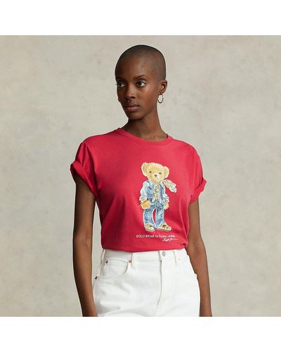 Polo Ralph Lauren Jersey-T-Shirt mit Polo Bear - Rot
