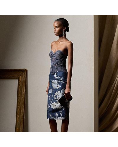 Ralph Lauren Collection Gonna Whitley in jacquard a fiori - Blu