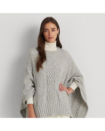 Lauren by Ralph Lauren Cable-knit Poncho - Grey