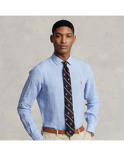 Ralph Lauren Custom Fit Linen Shirt - Blue