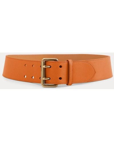 Ralph Lauren Collection Cintura in vitello con ardiglione doppio - Arancione