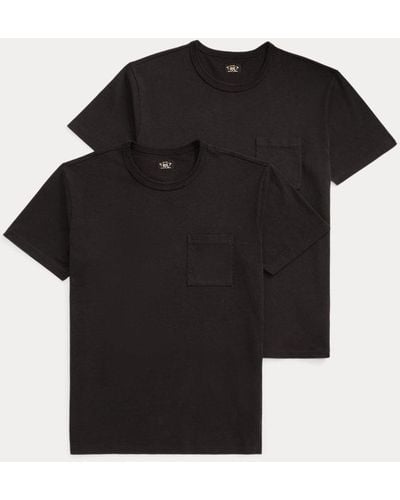 RRL Paquete de dos camisetas con bolsillo - Negro