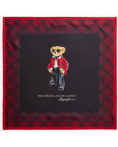 Polo Ralph Lauren Pañuelo de seda con Polo Bear - Rojo