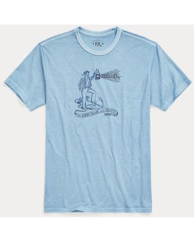 RRL Jersey-T-Shirt mit Grafik - Blau