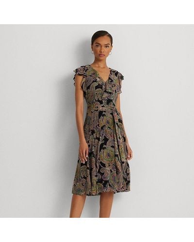 Lauren by Ralph Lauren Georgette-Kleid mit Paisley-Motiv - Grün