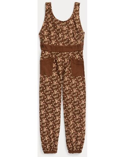 RRL Floral Cotton-linen Jersey Overall - Brown
